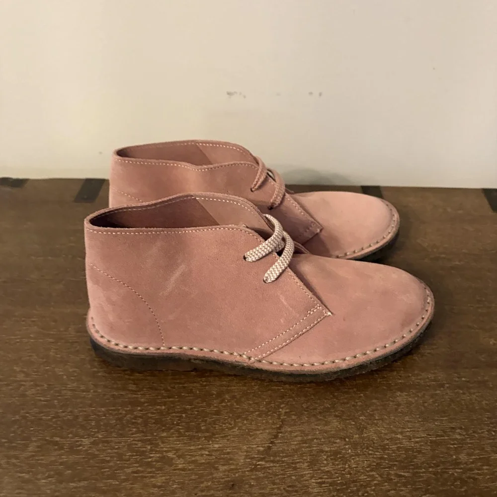 Crewcuts Boots Kids Size 3 Pink Leather Desert Chukka Ankle Made In Italy